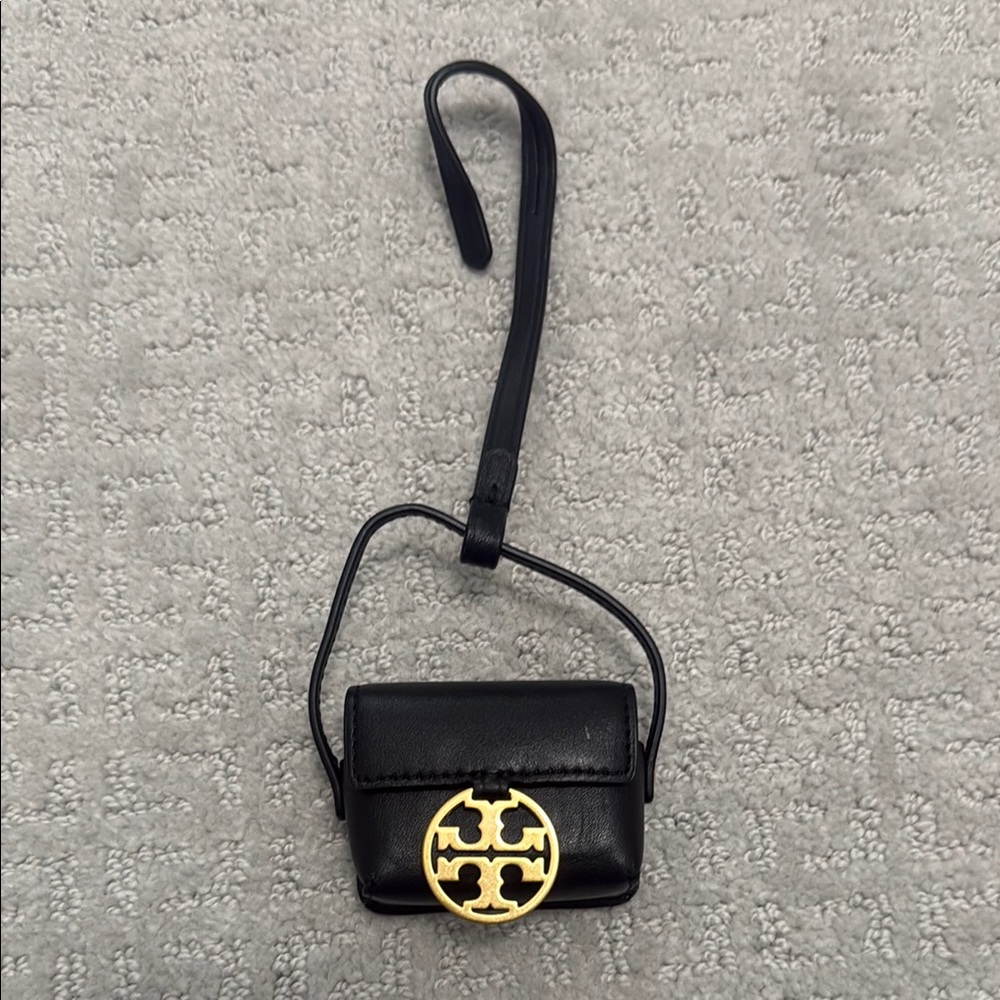 Tory Burch Black miller AirPods case with Gold Logo